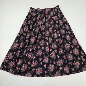 Vintage Laura Ashley Skirt Womens 14 Floral Pleated Wool Made UK 90s